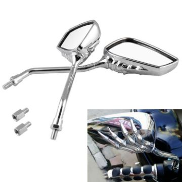 Universal Motorcycle ABS Skeleton Hand Rear View Mirror Set - 1