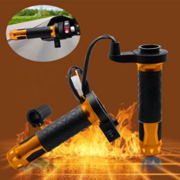 12V Gold Aluminum Alloy Heated Motorcycle Scooter Hand Grips - 1