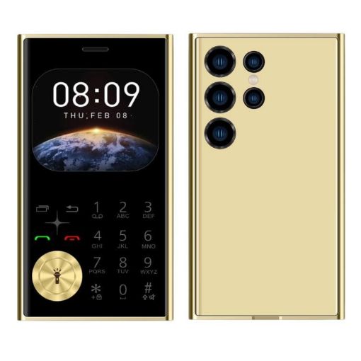 V8 Card Mobile Phone, 2.01", Dual SIM, Bluetooth, FM, Torch - Gold - 1