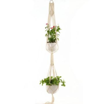Macrame Double-Deck O Type Hanging Planter for Indoor/Outdoor Use - 1