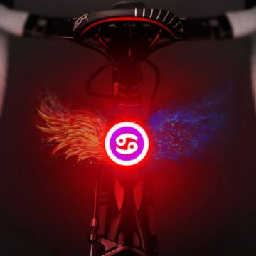 USB Charging Red Blue Rear Lamp Safety Warning Light (Cancer Style) - 1