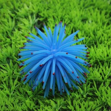 Large Blue TPR Sea Urchin Ball Coral Aquarium Decoration, 13cm Diameter - 1