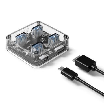 ORICO MH4U-30 Transparent USB 3.0 Desktop HUB with 30cm Cable - 1