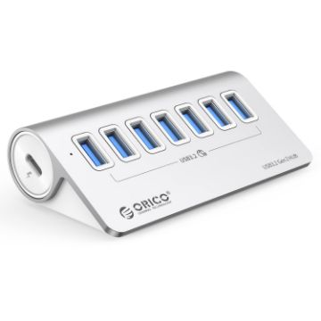ORICO M3U7-G2 Aluminum 7-Port USB 3.2 Gen2 10Gbps HUB Silver - 1