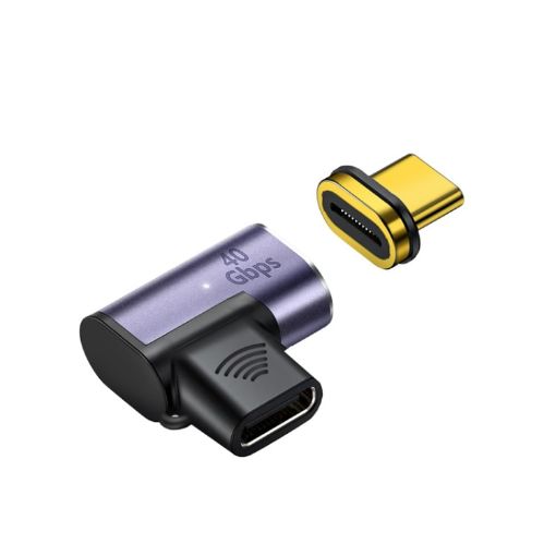 100W USB-C Magnetic Elbow Adapter Male to Female Charger - 1
