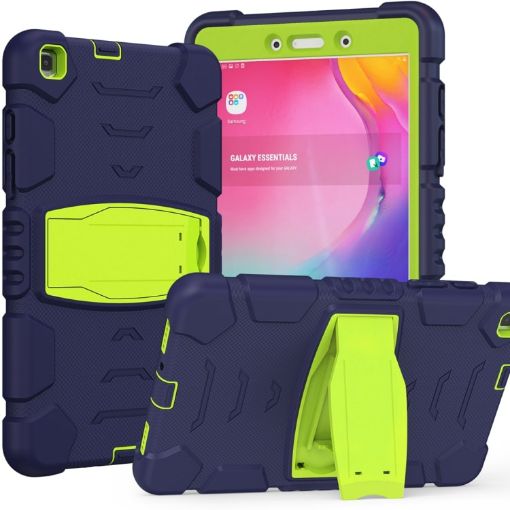 Samsung Galaxy Tab A8.0 2019 Shockproof Case with Holder, Navy/Lime - 1