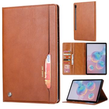 Galaxy Tab S7 FE Brown Leather Case with Holder & Card Slots - 1