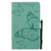 Galaxy Tab A 8.0 Butterfly Pattern Flip Case with Slots (Green) - 1