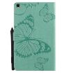 Galaxy Tab A 8.0 Butterfly Pattern Flip Case with Slots (Green) - 2