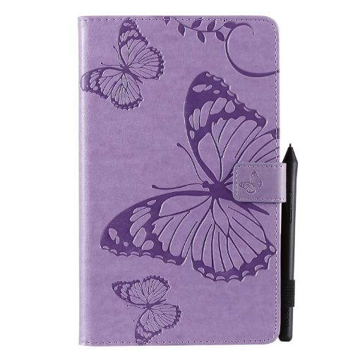 Galaxy Tab A 8.0 Case: Butterfly Pattern, Wallet & Card Slots, Purple - 1