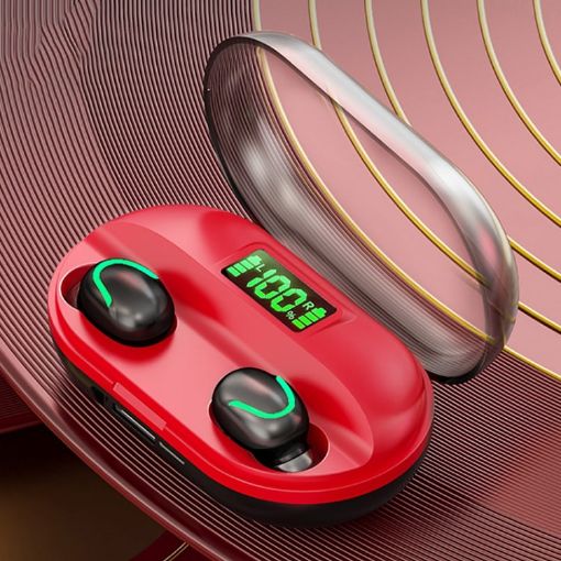 T2 Bluetooth 5.0 TWS True Wireless Earphones with Charging Box (Red) - 1