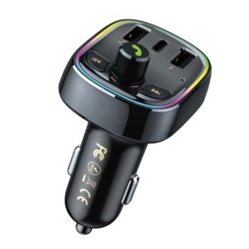 WK WP-C39 USB+USB-C Bluetooth Car Fast Charger (Black) - 1