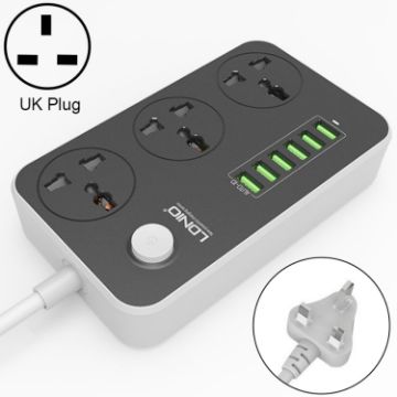 LDNIO SC3604 Multi-function Socket, 6 USB Ports, 2m Cable, UK Plug - 1