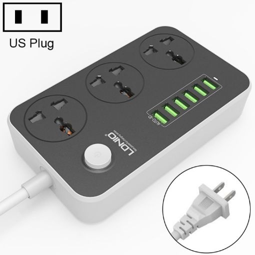 LDNIO SC3604 Multi-function 6 USB Ports Socket, 2m Cable, US Plug - 1