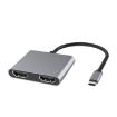 4 in 1 USB-C to PD, USB 3.0, Dual HDMI HUB Docking Station (Grey) - 1