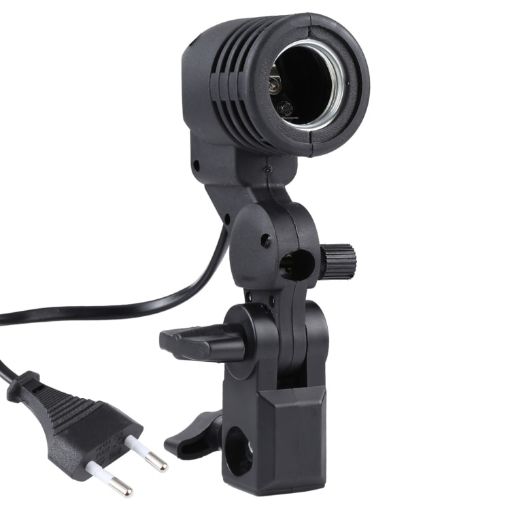Black E27 AC Socket Studio Light Mount with Umbrella Holder - 1