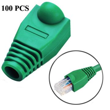 Network Cable Boots Cap Cover for RJ45, Green (100 pcs) - 1