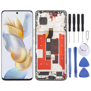 For Honor 90 Screen Digitizer Full Assembly with Frame (Black) - 1