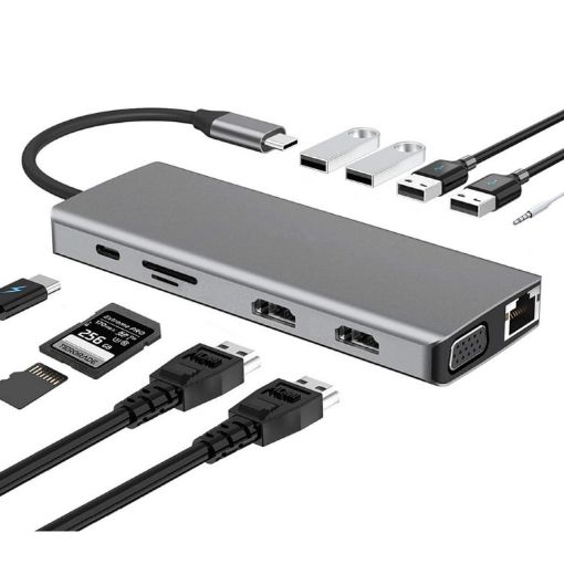 12-in-1 WS-04 Type-C Notebook Multi-function Docking Station - 1