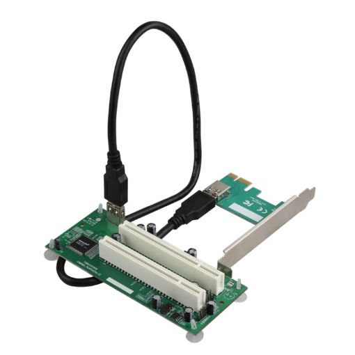Dual PCI Slot Adapter with USB 3.0 PCIe Expansion Card - 1