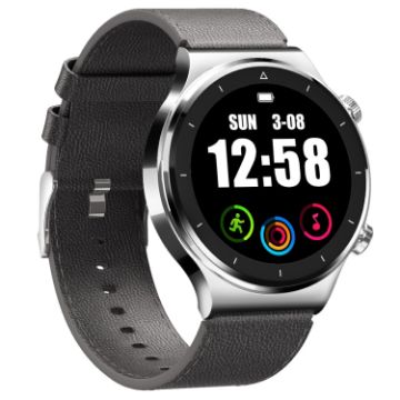 N58 IP67 1.28" Touchscreen Smart Watch - Leather Silver Finish - 1