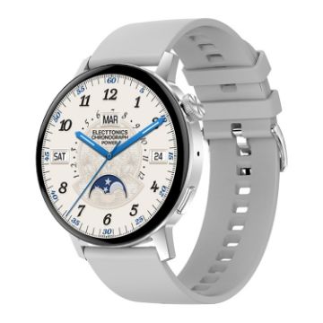 DT3 Mini 1.19" Silver Smart Watch with Silicone Band and Color Screen - 1