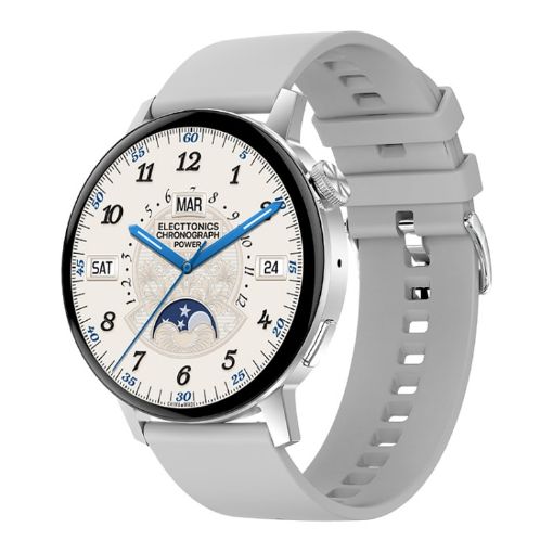 DT3 Mini 1.19" Silver Smart Watch with Silicone Band and Color Screen - 1