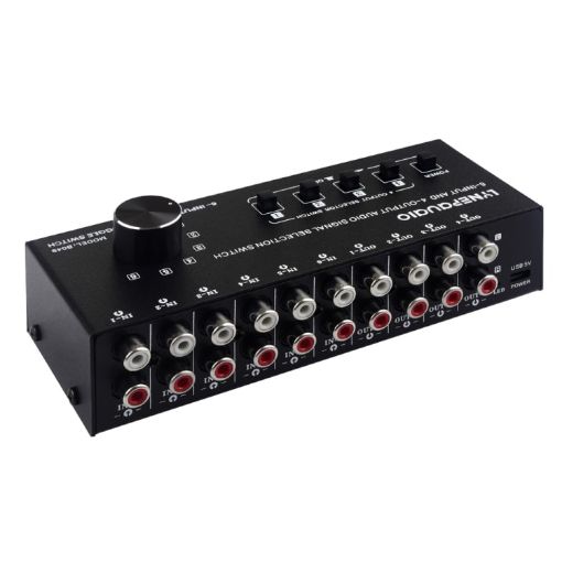 6x4 RCA Audio Switcher Signal Selector Device with Control - 1