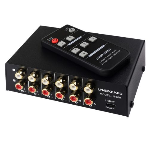 RCA Audio Signal Selector Switch 4 In 2 Out with Remote Control - 1