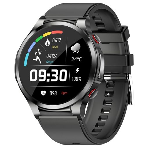 W11 1.32" Smart Watch, Heart Rate/Blood Pressure Monitor (Black) - 1