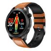 E420 1.39" Smart Watch, Leather Strap, Heart/BP Monitoring (Brown) - 1