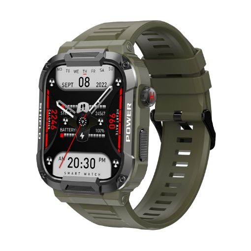 MK66 1.85" Smart Watch, Heart Rate/Blood Pressure Monitor, Green - 1