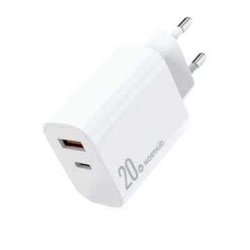 NORTHJO NOPD2002 PD20W USB-C + QC 3.0 Dual Fast Charger (White) - 1
