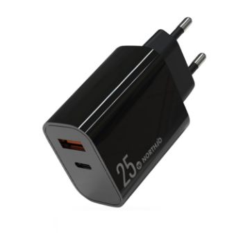 NORTHJO NOPD2502 25W USB-C + QC 3.0 Dual Fast Charger EU Plug Black - 1