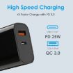NORTHJO NOPD2502 25W USB-C + QC 3.0 Dual Fast Charger EU Plug Black - 4