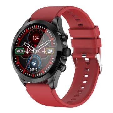ET440 Smart Watch, 1.39" Screen, Heart/BP/Glucose Monitor, Red Strap - 1