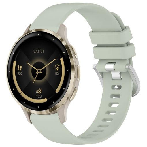 Garmin Venu 3S Green Silicone Watch Band with Silver Buckle - 1