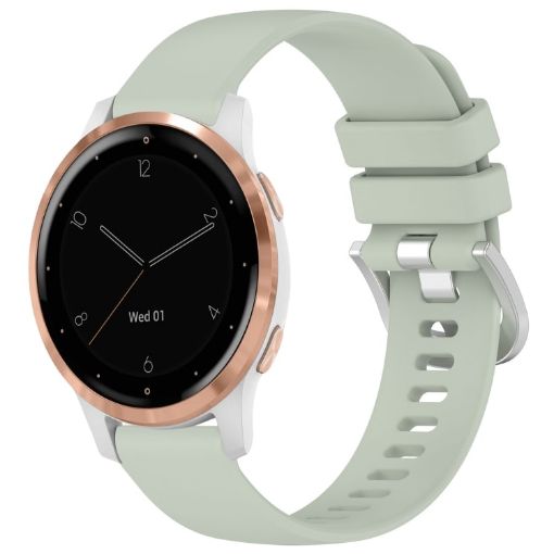 Garmin Vivoactive 4S Green Silicone Watch Band with Silver Buckle - 1