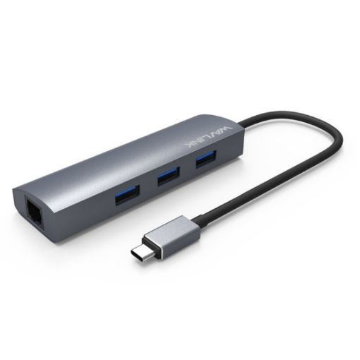 WAVLINK UH3031G/C Type-C Adapter: 3 USB 3.0, USB-C, RJ45, Power Port - 1