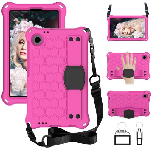 Alcatel Joy Tab2/3T 8.0 Honeycomb EVA Hybrid Case - Rose Red+Black - 1