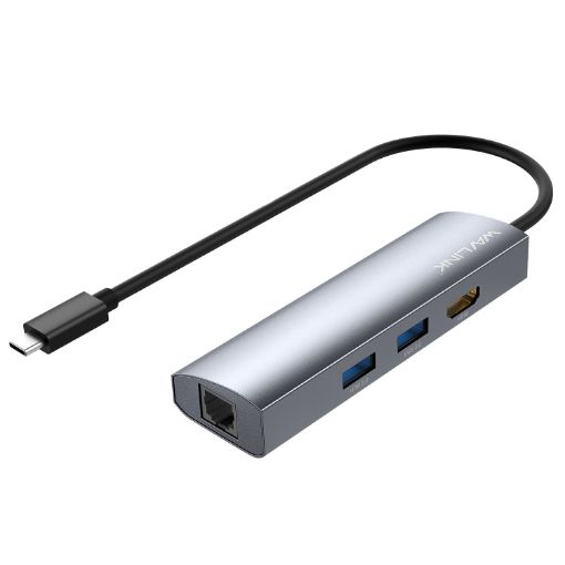 WAVLINK WL-UHP3408 4-in-1 USB-C Hub: HD, 2x USB3.0, Gigabit RJ45 Adapter - 1