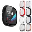 Fitbit Versa 3/Sense Frosted PC + Temp Glass Watch Case (Black) - 6