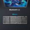 B089 Grey Bluetooth Foldable Keyboard with Numeric Keypad - 6