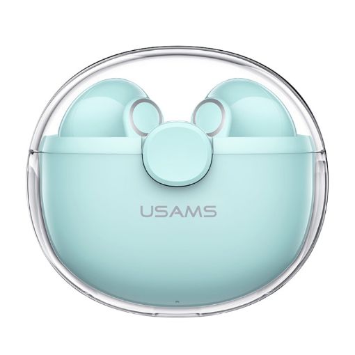 USAMS BU12 Green Bluetooth 5.1 TWS Half In-Ear Wireless Earphones - 1