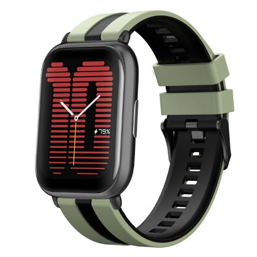 Amazfit Active 20mm Two-Color Silicone Watch Band, Green+Black - 1