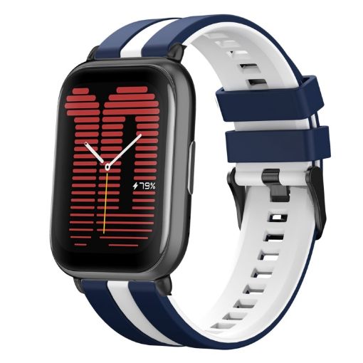 Amazfit Active 20mm Sports Silicone Watch Band - Blue/White - 1