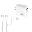 PD31 30W USB-C/USB-A Charger + 2-in-1 Cable, US Plug (White) - 1