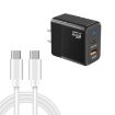PD41 GaN PD 45W Charger + USB, Type-C Cable, US Plug (Black) - 1