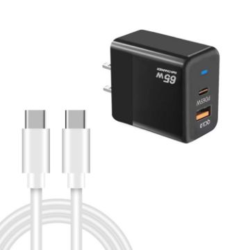 PD41 GaN PD 45W Charger + USB, Type-C Cable, US Plug (Black) - 1