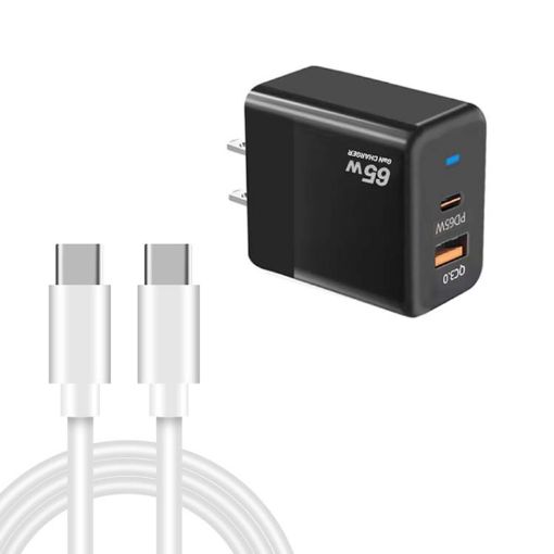 PD41 GaN PD 45W Charger + USB, Type-C Cable, US Plug (Black) - 1